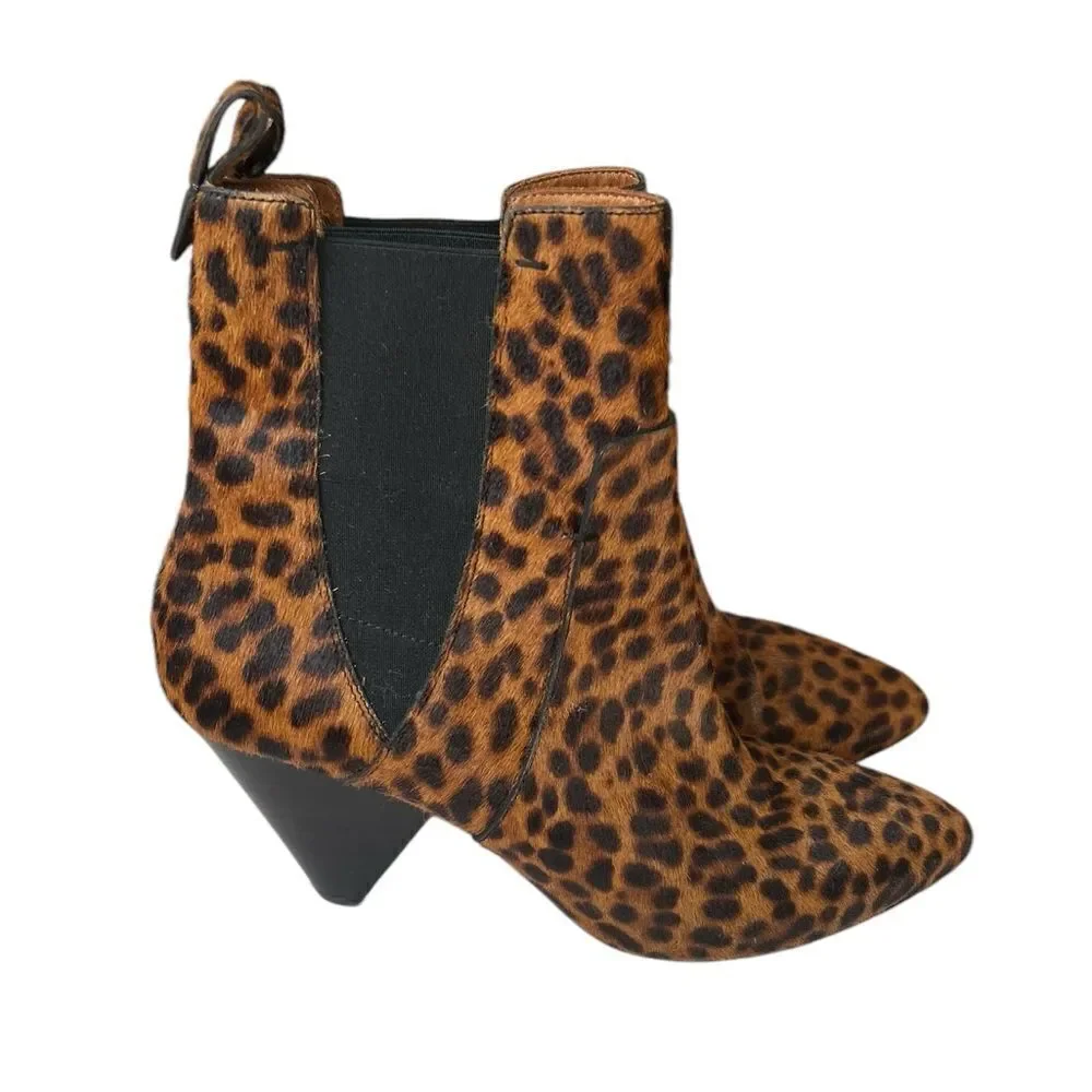 Veronica Beard Landon Leopard Print Calf Hair Ankle Boots Size 8.5 US 39 EU - Picture 12 of 14